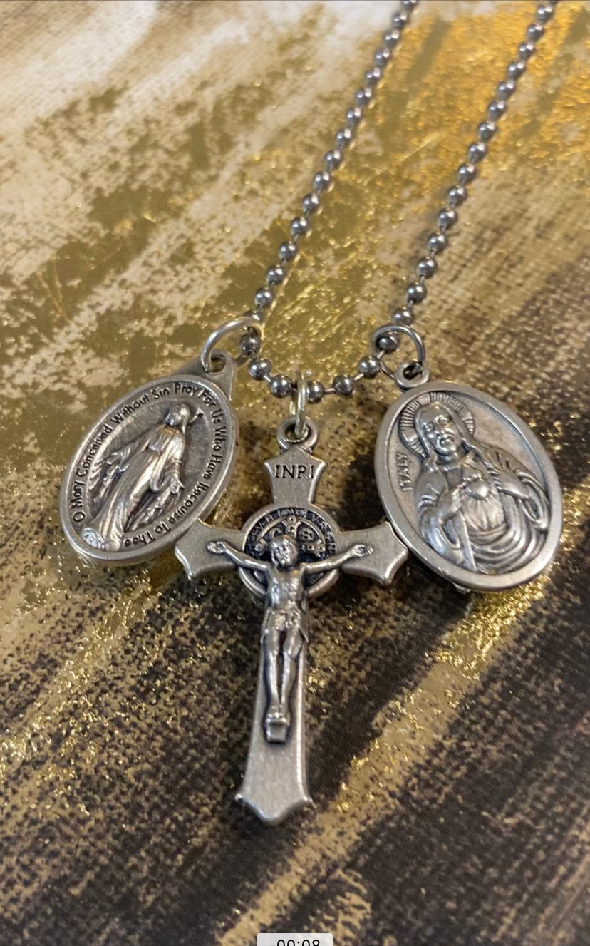 St Benedict | Miraculous Medal | Scapular Medal